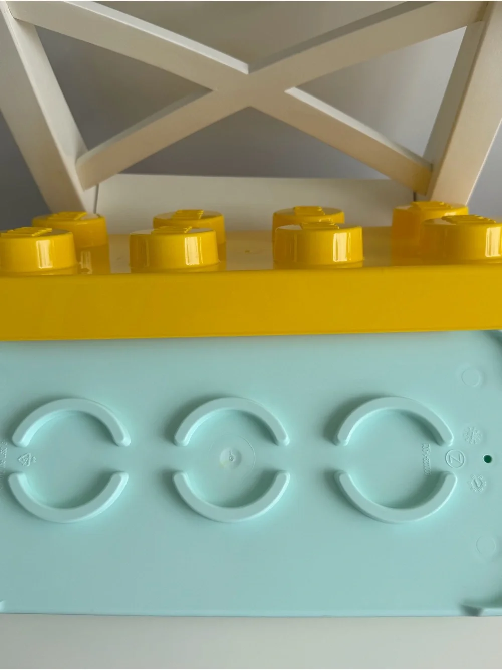 LEGO 8 Stud Storage Brick Large Yellow Blue Toy Organizer Box